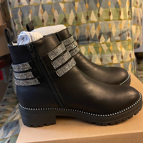 New Steve Madden black rhinestone detail black boots sz 5.5m $109 - Picture 7 of 7